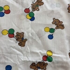 4 Yards Vtg Children's 1980s Teddy Bears & Balloons Cotton Blend Nursery Fabric